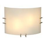 Wall Sconce, Brushed Nickel Finish, Curved Etched Glass Diffuser